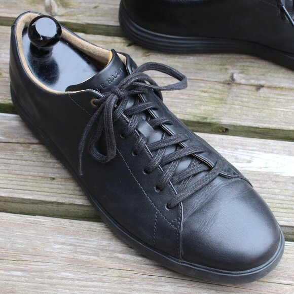 Cole Haan Grand.0S Black Leather Sneakers, Men's Size 10 M, EUC - Picture 2 of 15